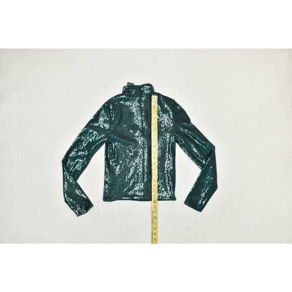 NEW EXPRESS Women's Green Sequin Mock Neck Crop Top Blouse Size XS New with Tags - Picture 6 of 8